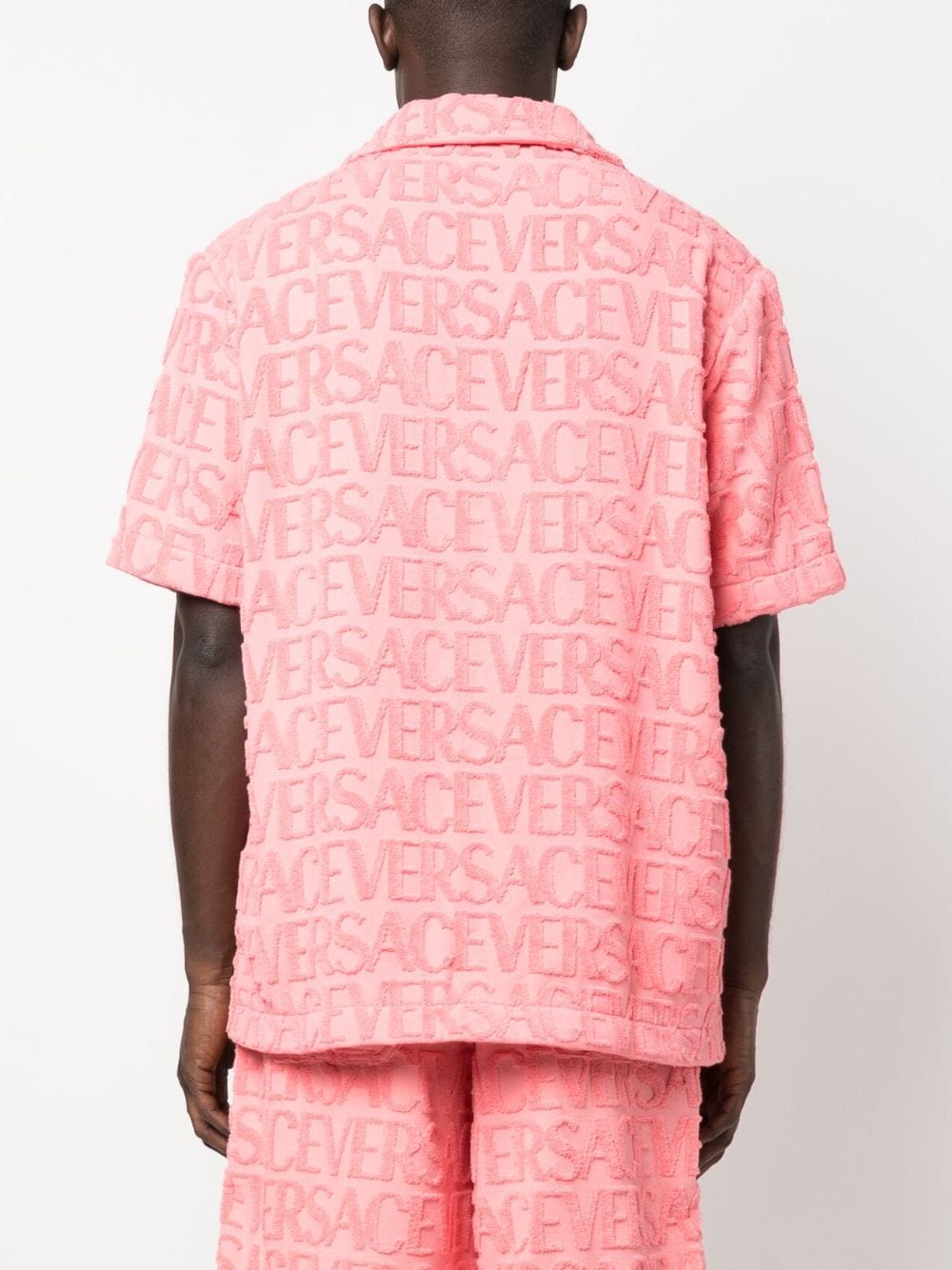 Versace Allover logo-embossed Cotton Towel Shirt - Farfetch