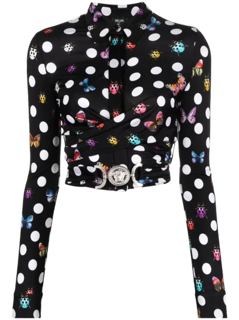 Versace x Dua Lipa polka-dot cropped shirt