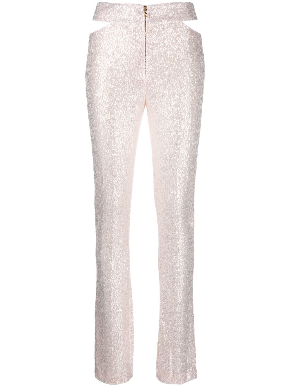 Genny Sequin-embellished Cut-out Trousers In Pink