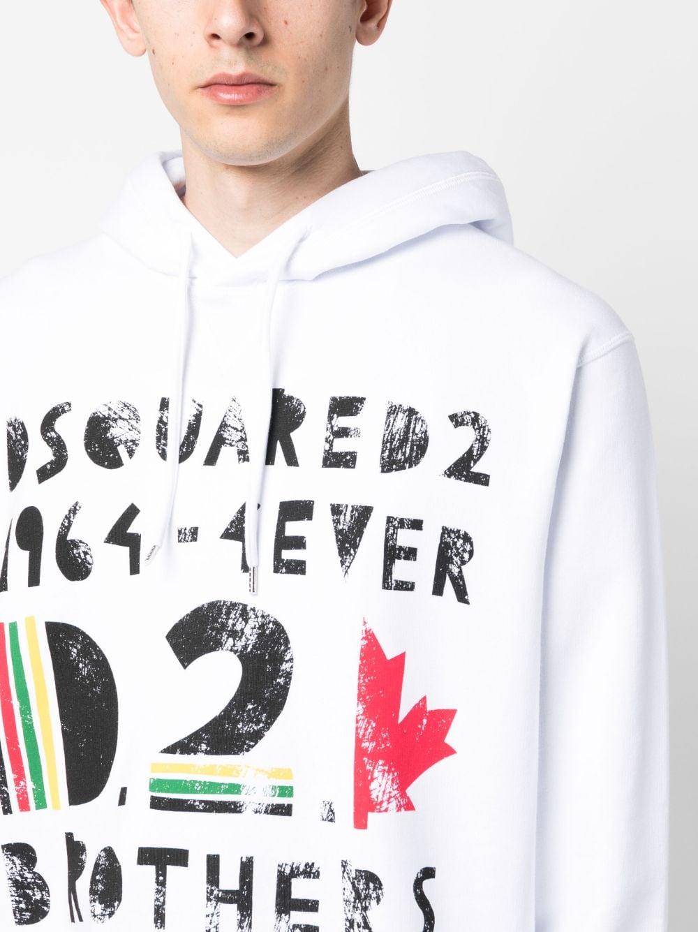 Shop Dsquared2 Logo-print Cotton Hoodie In Weiss