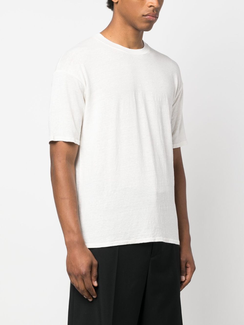 Shop Ma'ry'ya Short-sleeve Linen-blend T-shirt In White