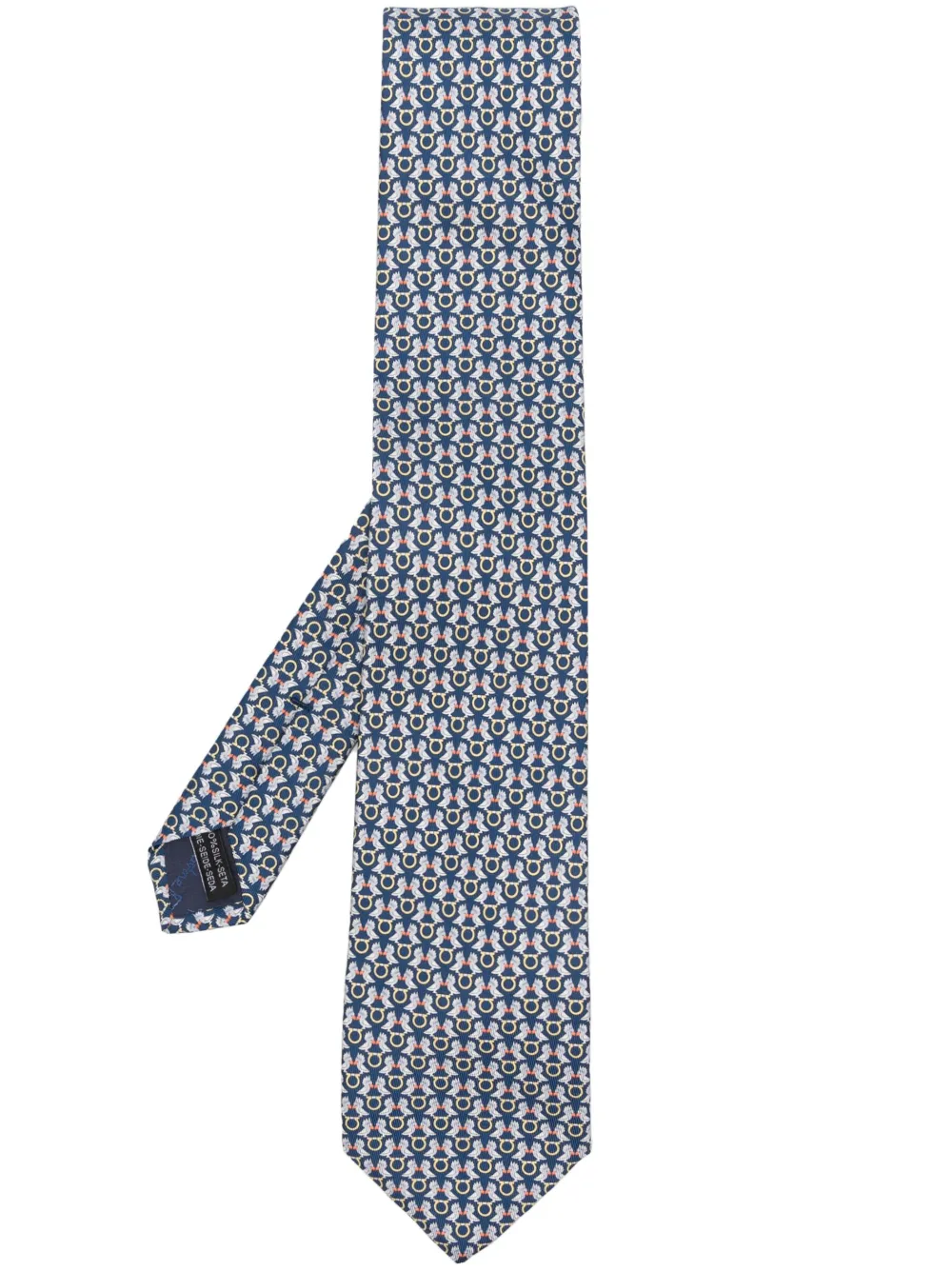 Ferragamo Graphic-print Silk Tie In Blue