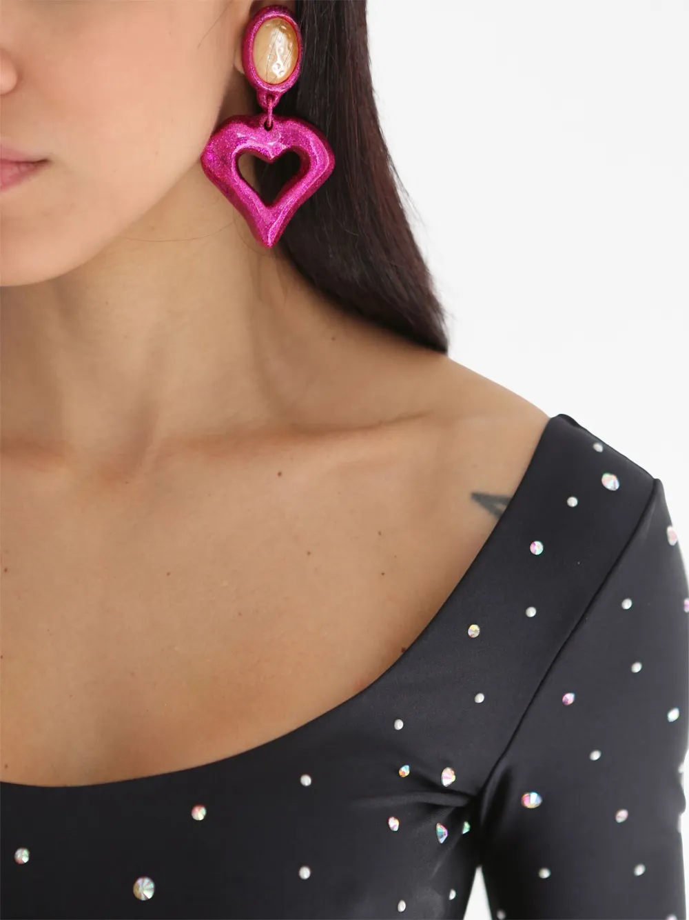 Julietta The Heartbreaker Glittered Earrings In Pink
