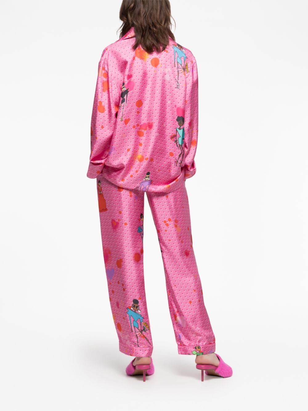 Shop Az Factory Polka-dot Print Pajama-style Trousers In Pink