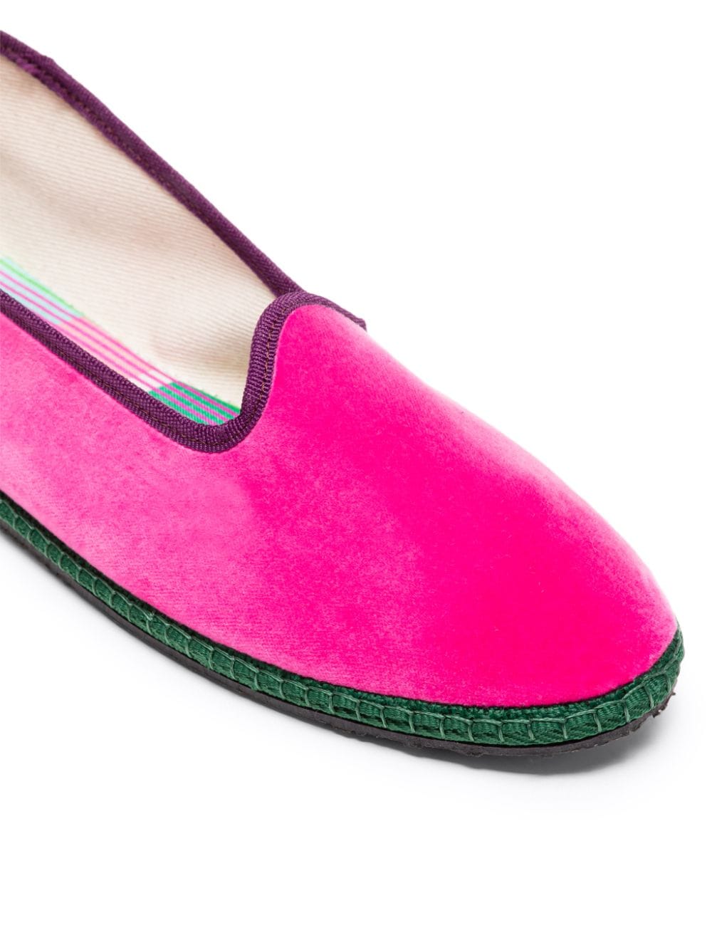 Shop Az Factory Contrasting-trim Velvet Slippers In Pink