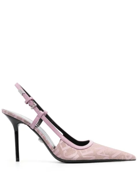 Versace logo-jacquard 105mm slingback pumps