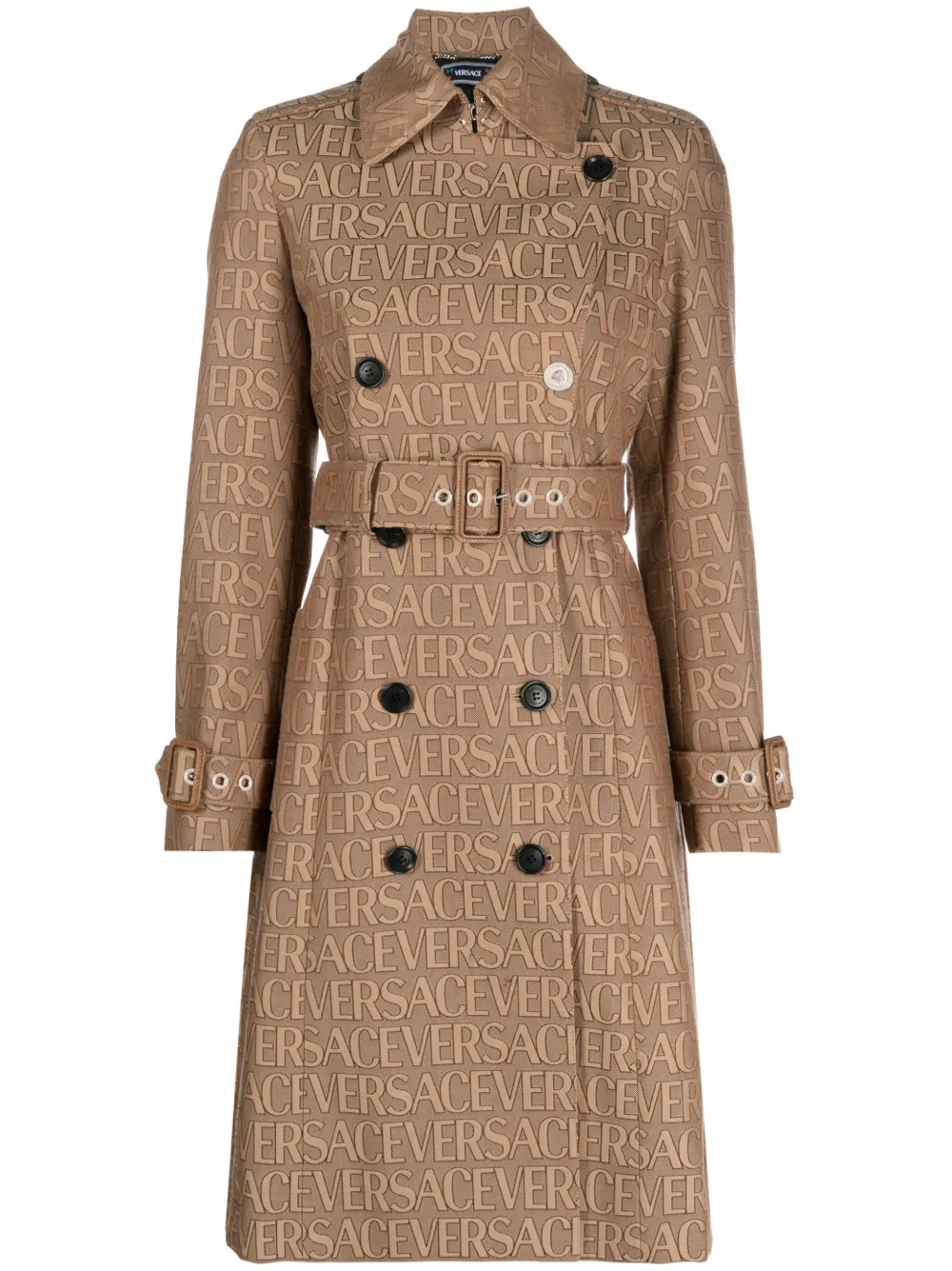 Versace Women's Crocodile-Embossed A-Line Trench Coat