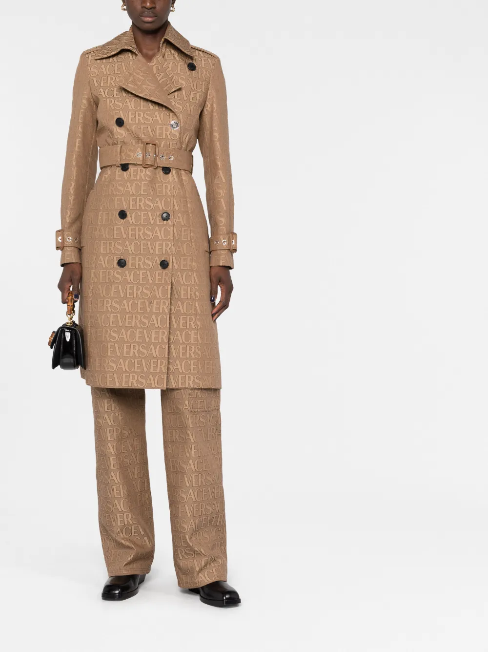 Image 2 of Versace Versace Allover-jacquard trench coat