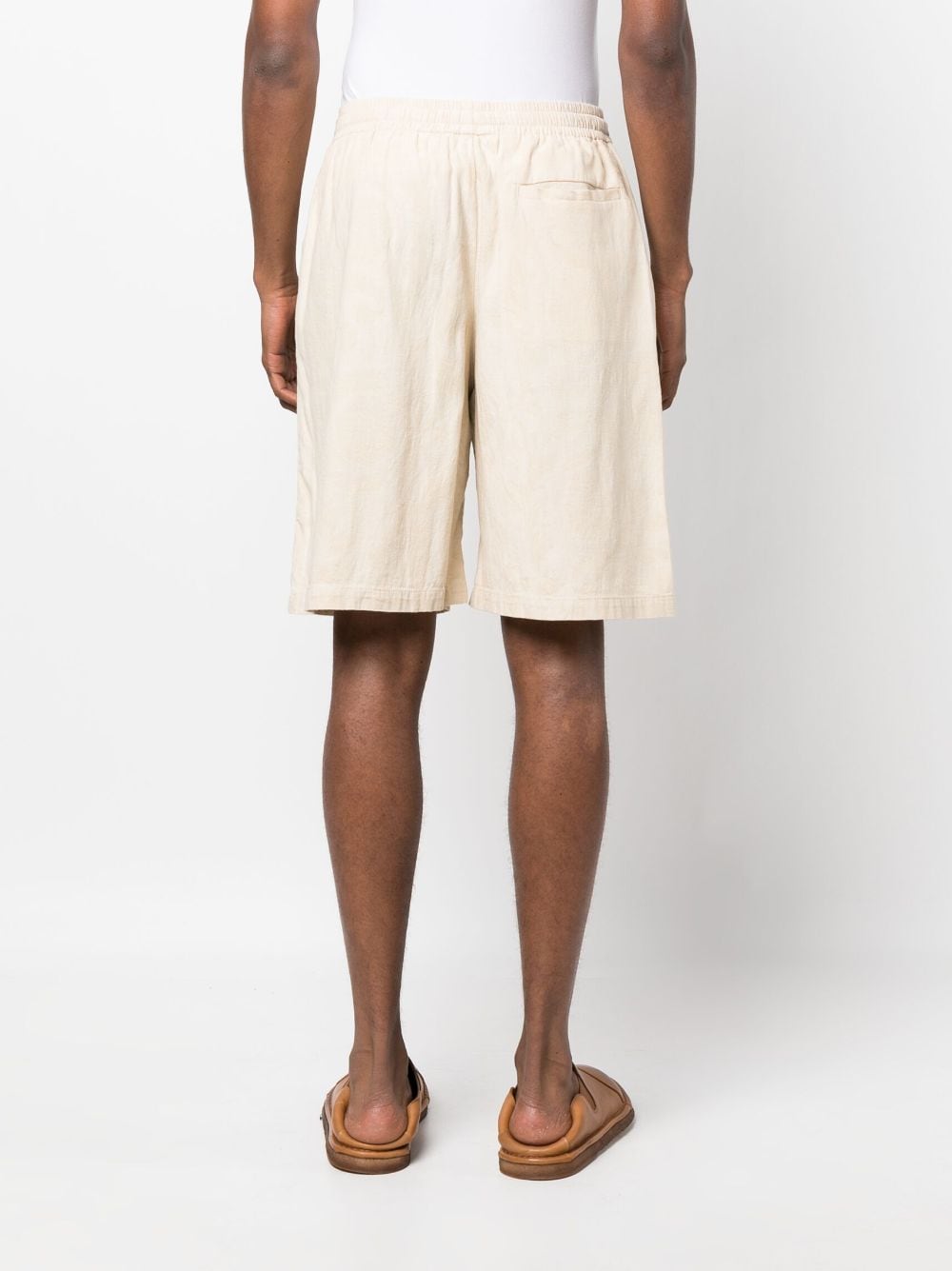 Shop Versace Barocco Silhouette Chambray Shorts In Neutrals