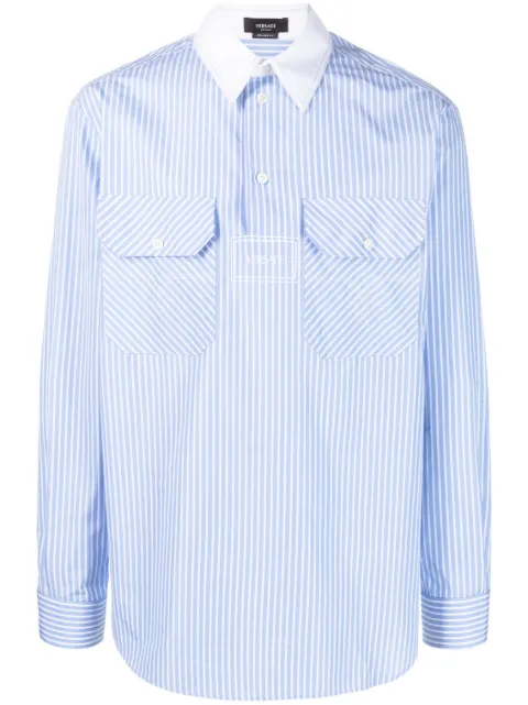 Versace chemise en coton à fines rayures