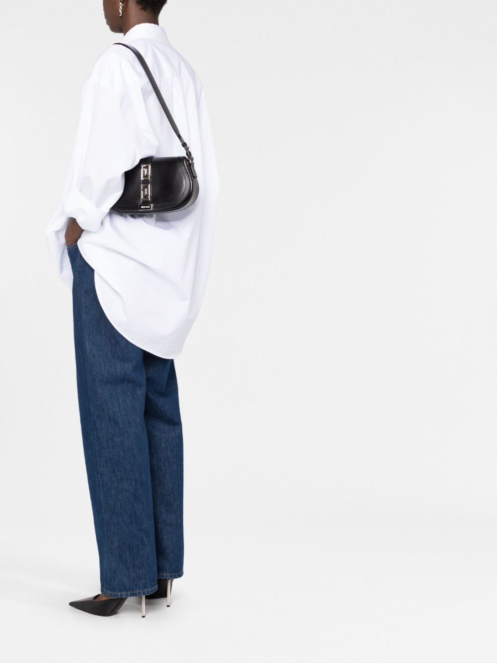 Versace Greca-plaque shoulder bag - Zwart