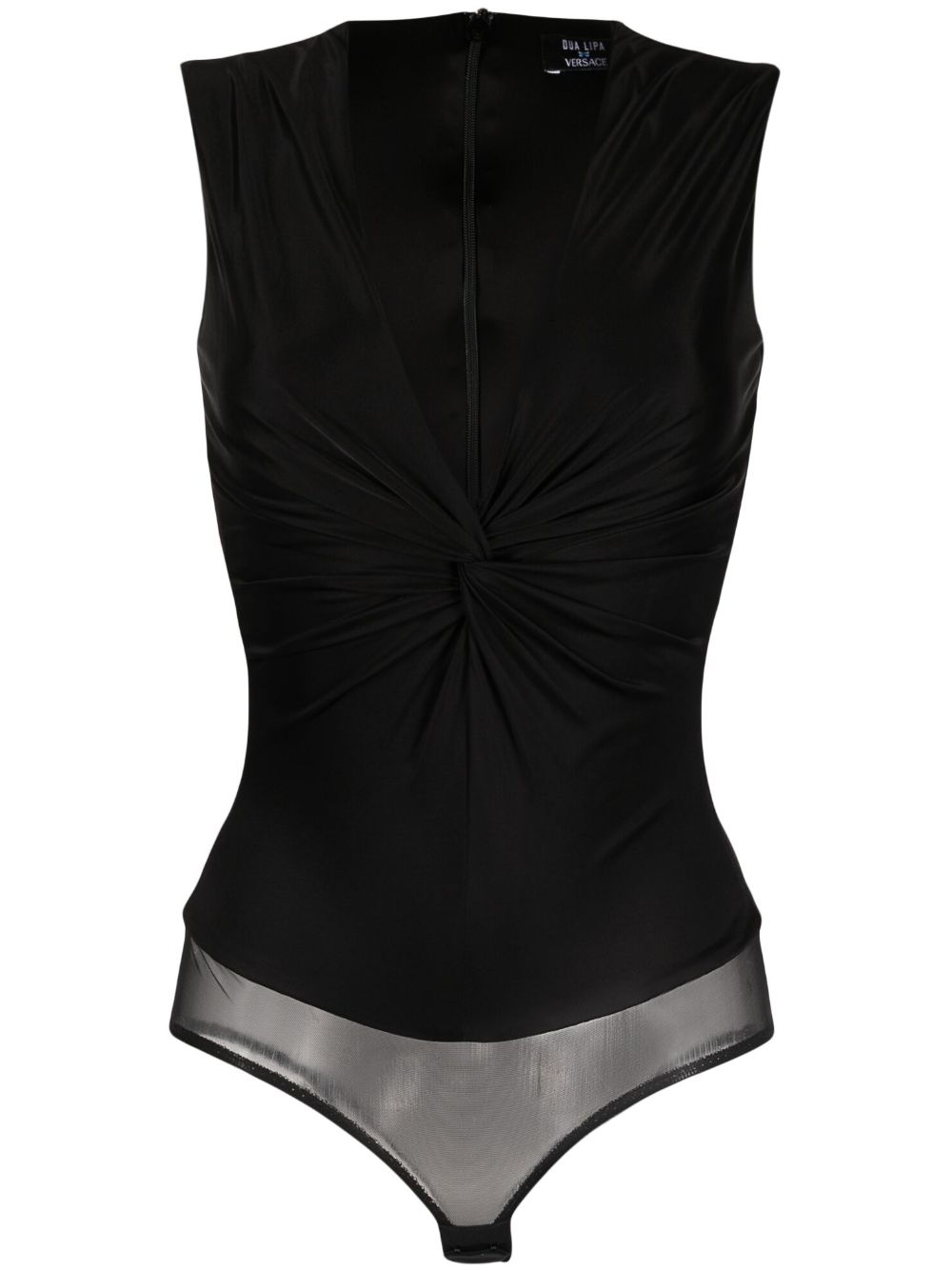 Shop Versace Knotted V-neck Bodysuit In Black