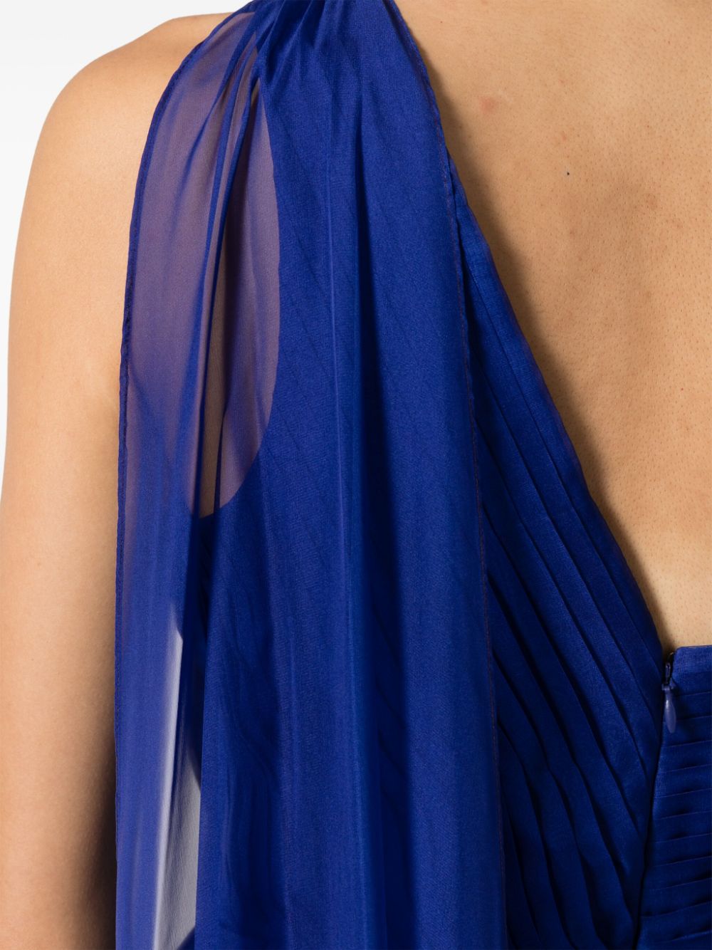 Shop Marchesa Notte Floral-print One-shoulder Gown In Blau