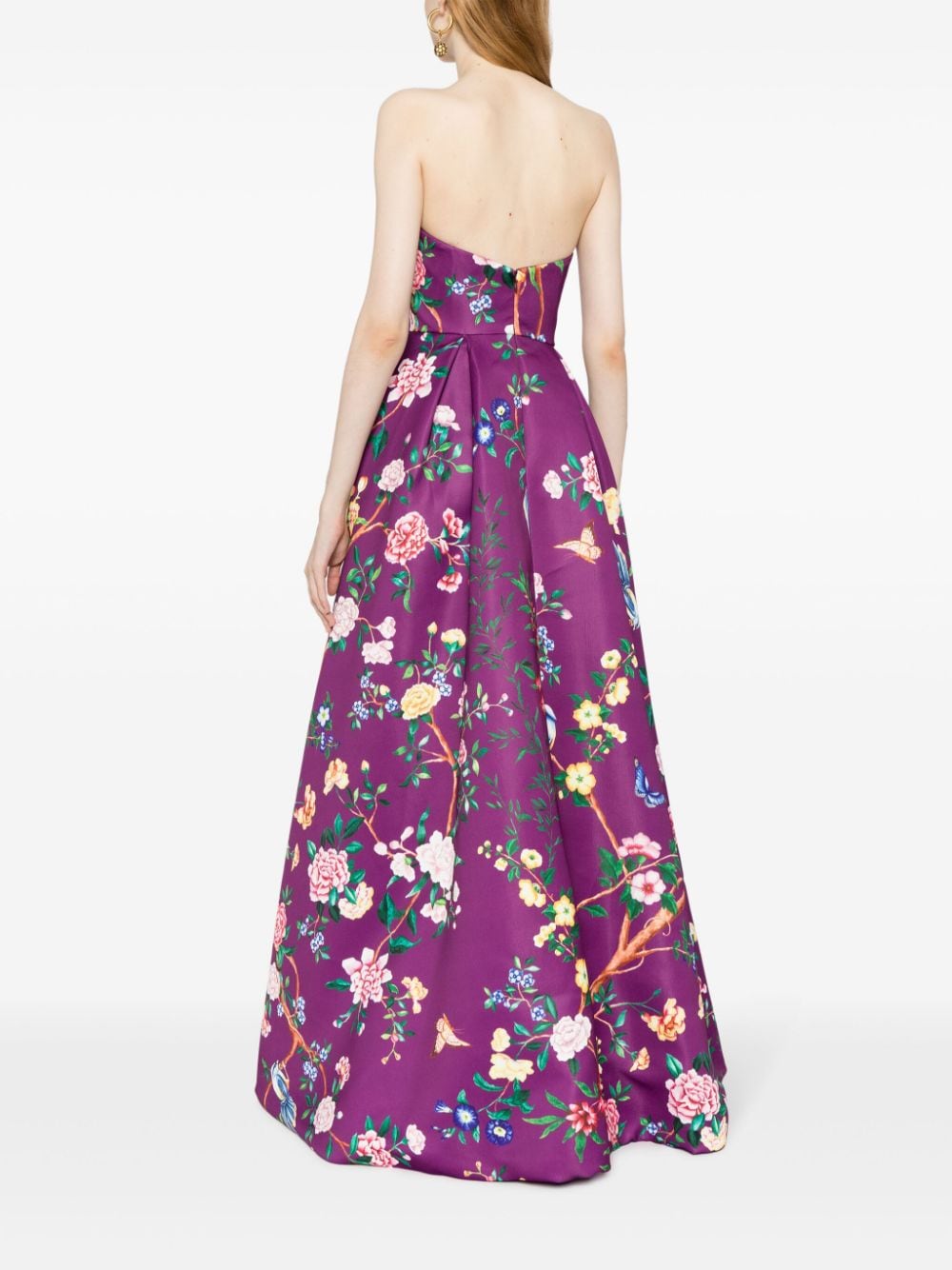 Marchesa Notte Avondjurk met bloemenprint Paars