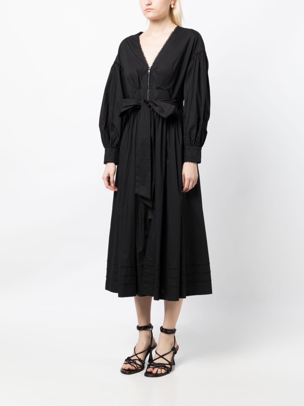 Shop Marchesa Rosa Indigo Cotton Midi Dress In Black