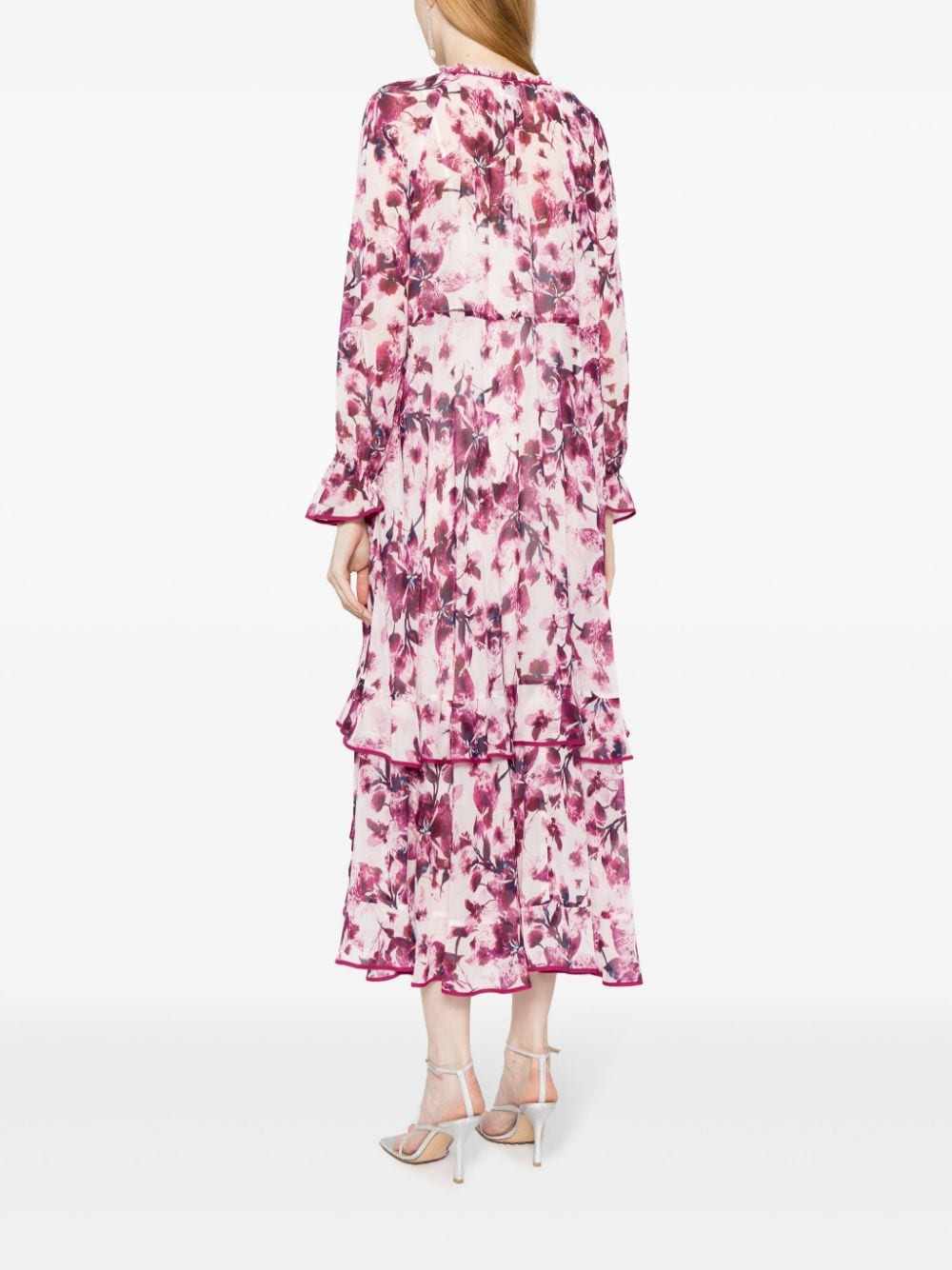 Shop Marchesa Rosa Pom Floral-print Maxi Dress In Purple