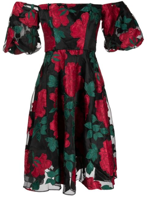 Marchesa Notte Claude Midikleid mit Blumenmuster