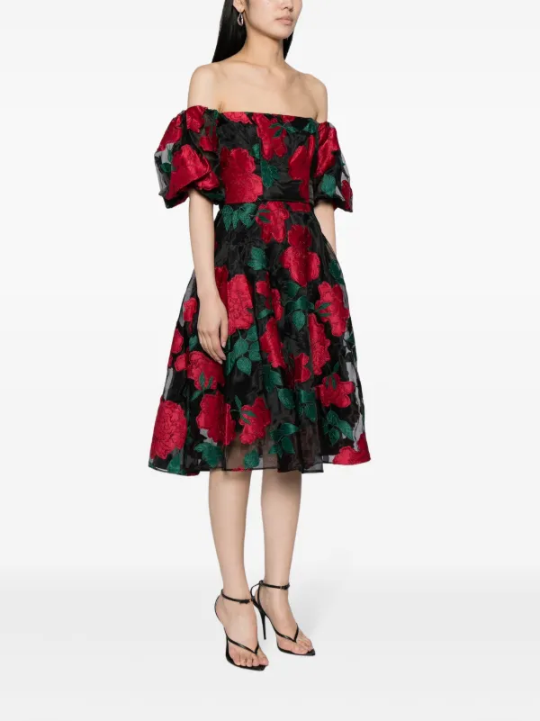 Marchesa Notte Claude フローラル ドレス | ブラック | FARFETCH JP
