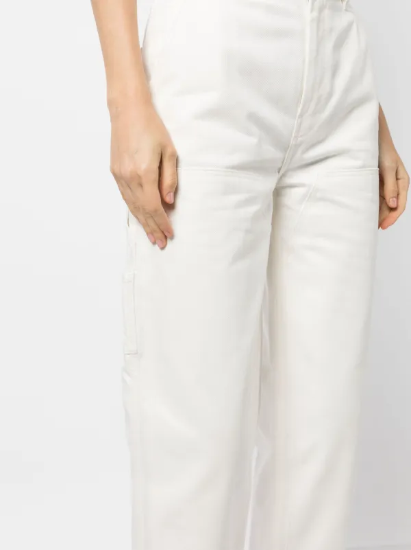 Maison Kitsuné Cropped straight-leg Jeans | White | FARFETCH HK