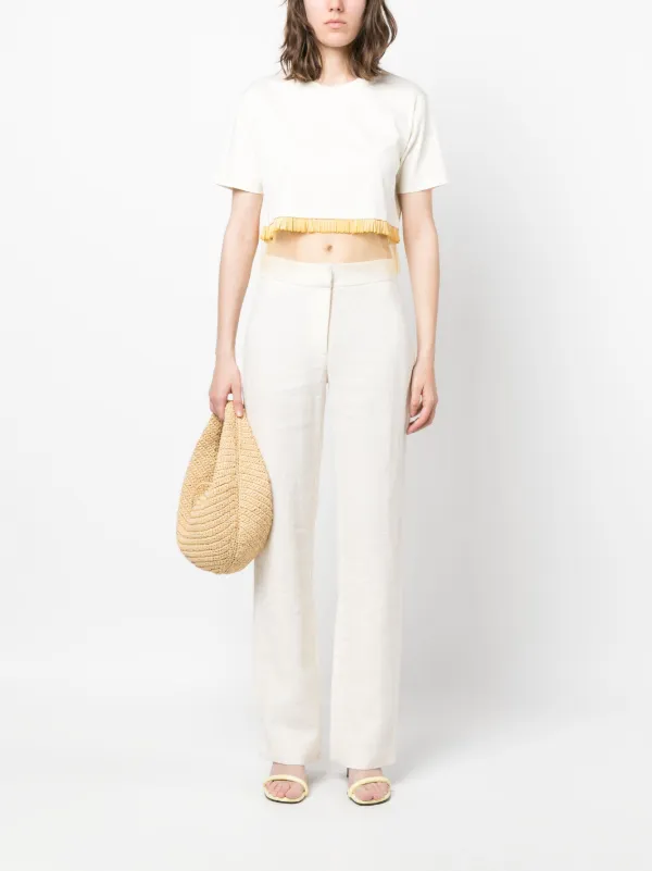 Lanvin Fringed Cropped T-shirt | Neutrals | FARFETCH
