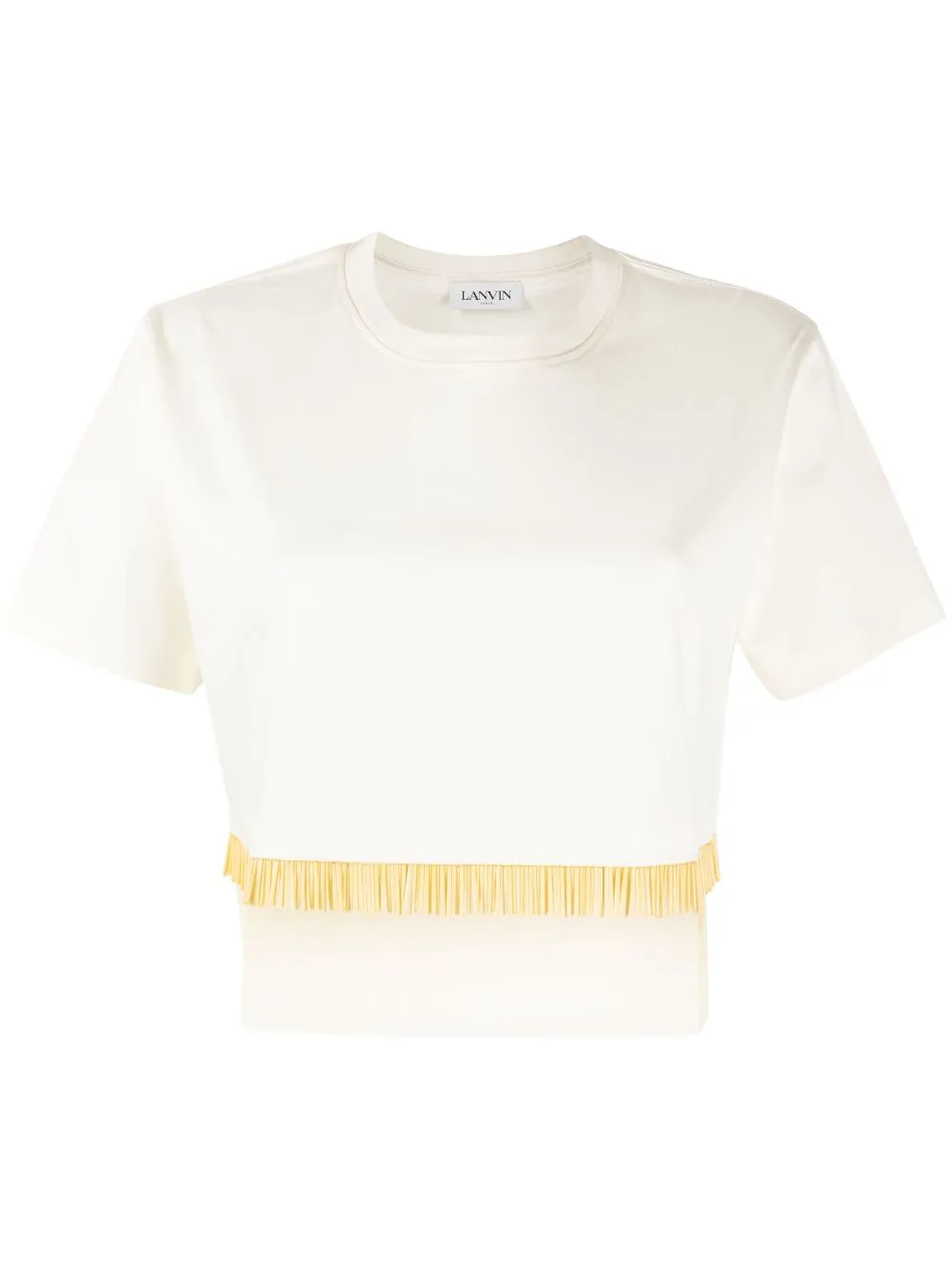 Lanvin Fringed Cropped T-shirt In Neutrals