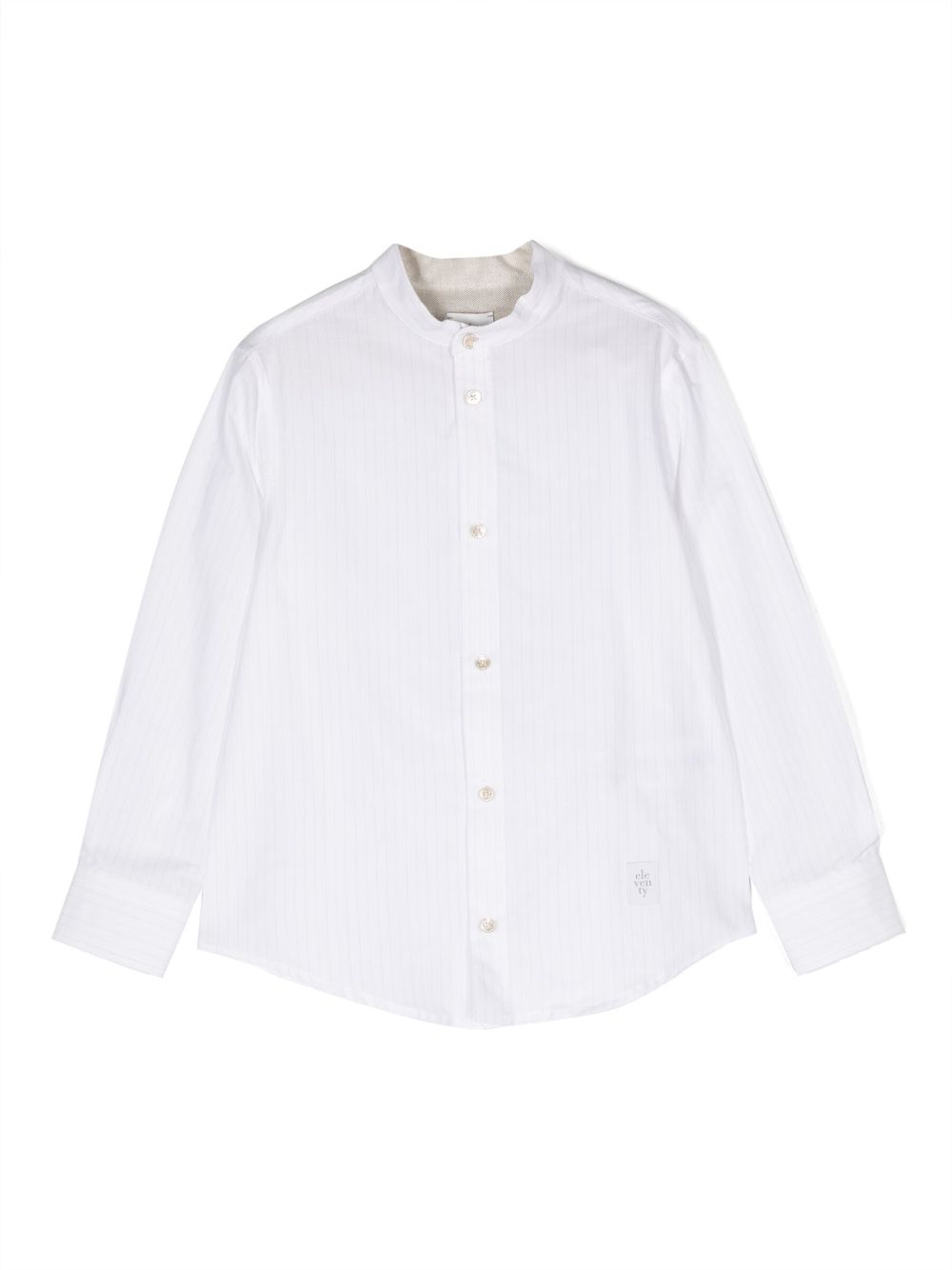 Eleventy Kids' Collarless Long-sleeve Shirt In White