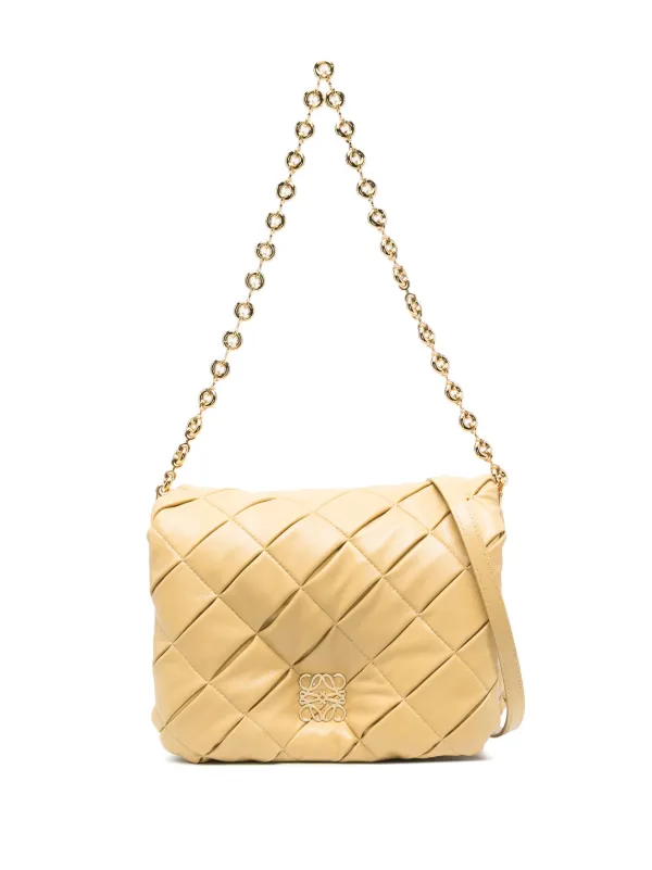 Loewe Puffer Goya Leather Shoulder Bag in Neutrals