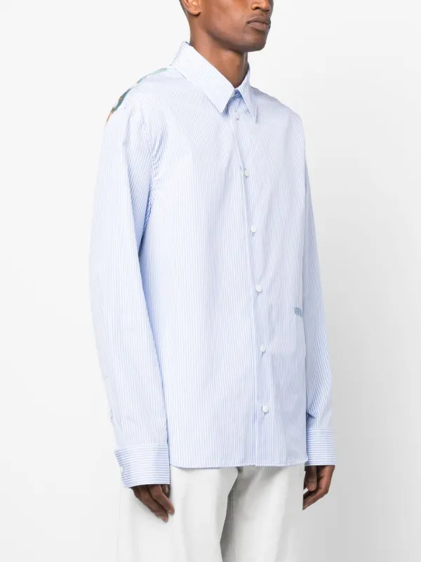 Versace Seashell Baroque Striped Shirt | Blue | FARFETCH