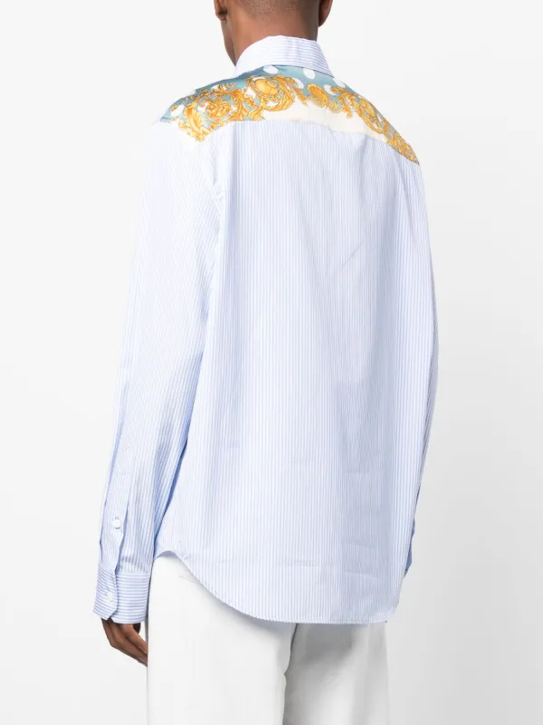 Versace Seashell Baroque Striped Shirt | Blue | FARFETCH PT