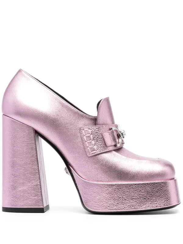 Versace Aevitas 125mm metallic-effect Platform Pumps Pink