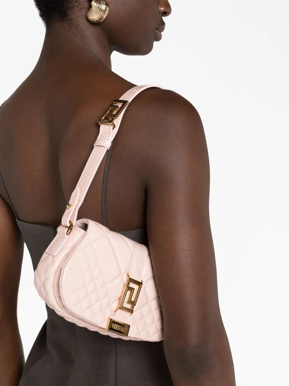 Shop Versace Greca Goddess Mini Bag In Pink