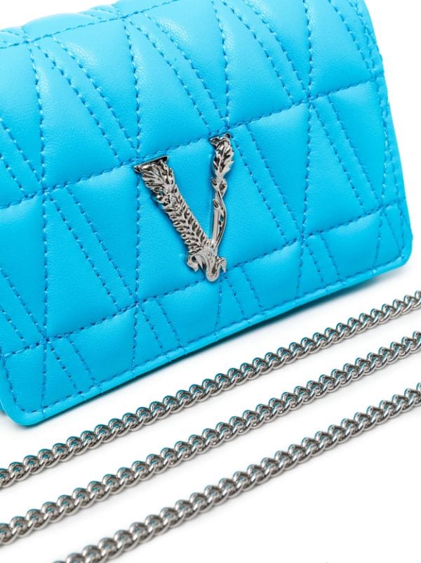 Versace Mini Virtus Crossbody Bag in Blue