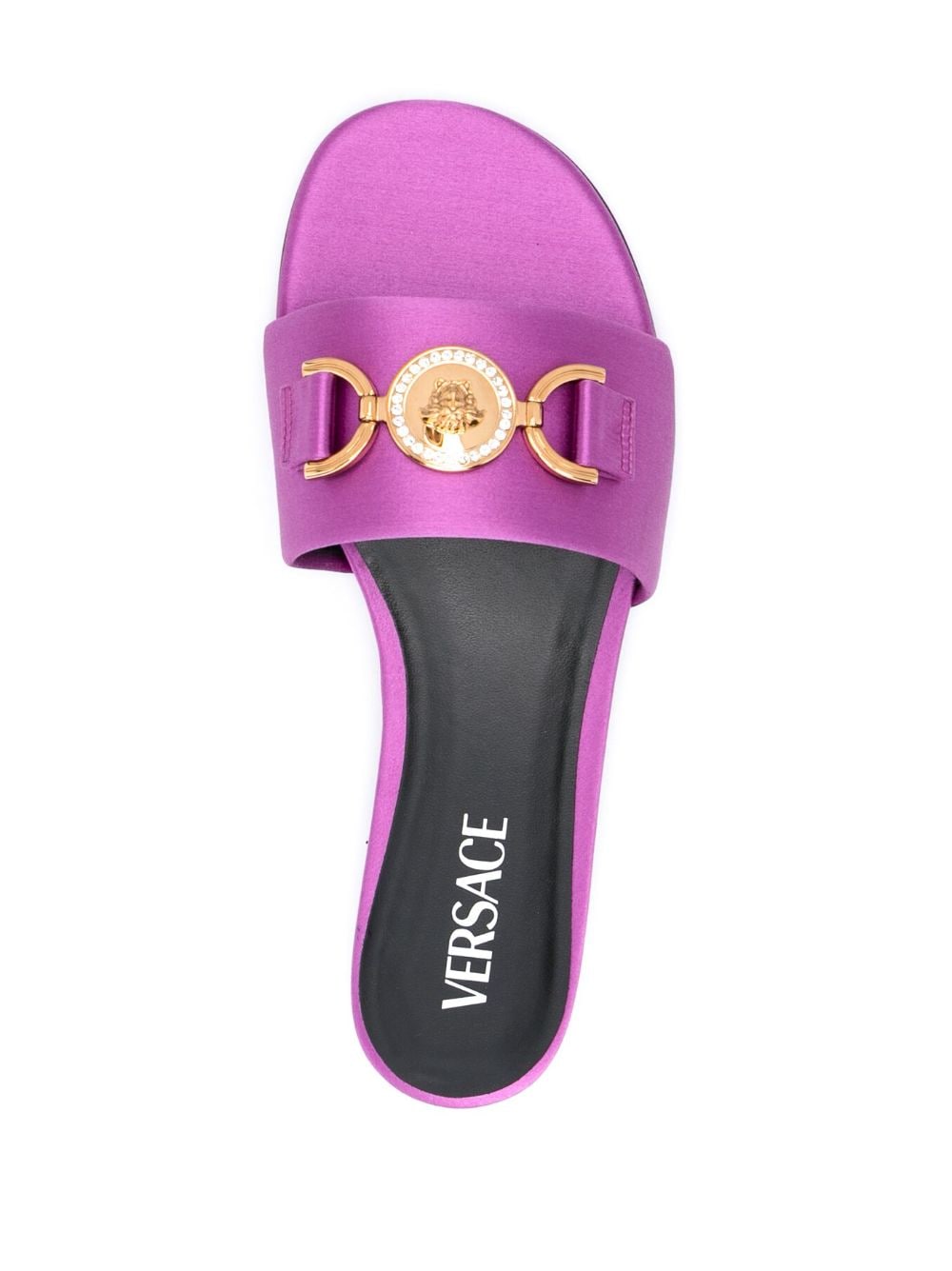 Shop Versace Medusa '95 Satin Flat Sandals In Purple