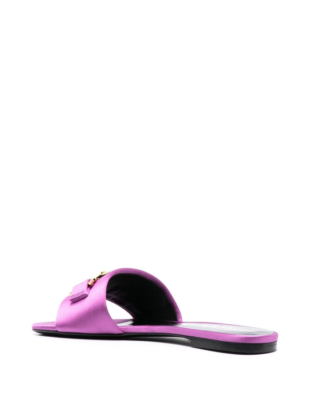 Shop Versace Medusa '95 Satin Flat Sandals In Purple