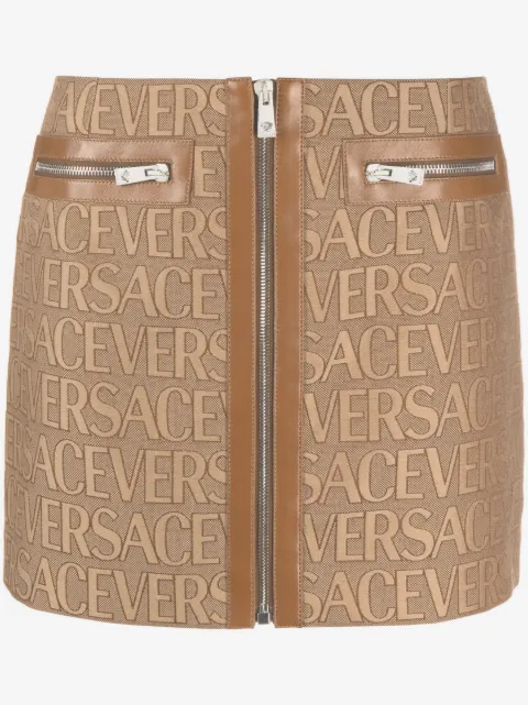 Versace Versace Allover leather-trim miniskirt