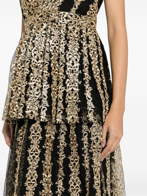 Marchesa notte black and best sale gold dress