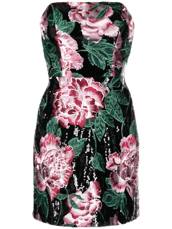 Marchesa Notte sequin-embellished Strapless Minidress | Black | FARFETCH GE