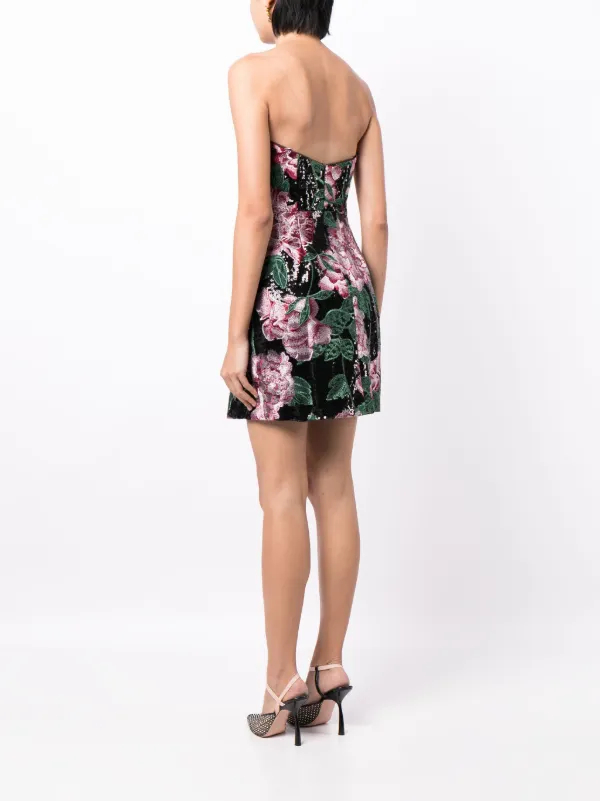 Marchesa Notte sequin-embellished Strapless Minidress | Black | FARFETCH BH
