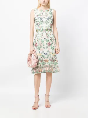 ☆MARCHESA NOTTE フローラルジャカード ミディワンピース MARCHESA NOTTE】フローラルジャカード ミディワンピース