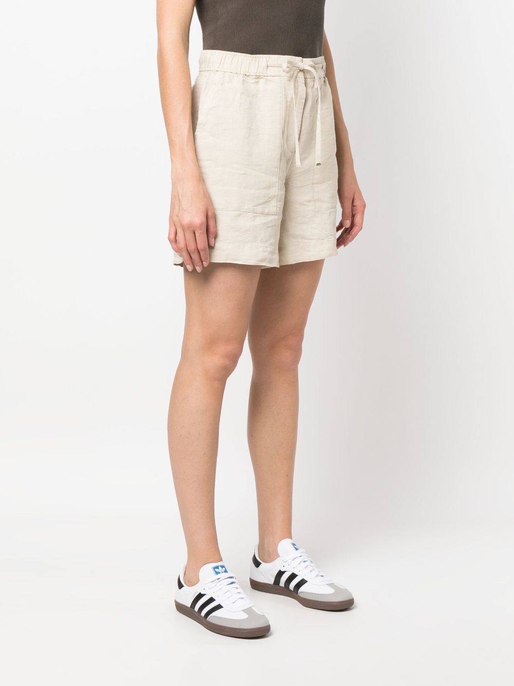 Shop Tommy Hilfiger High-waisted Linen Shorts In Nude