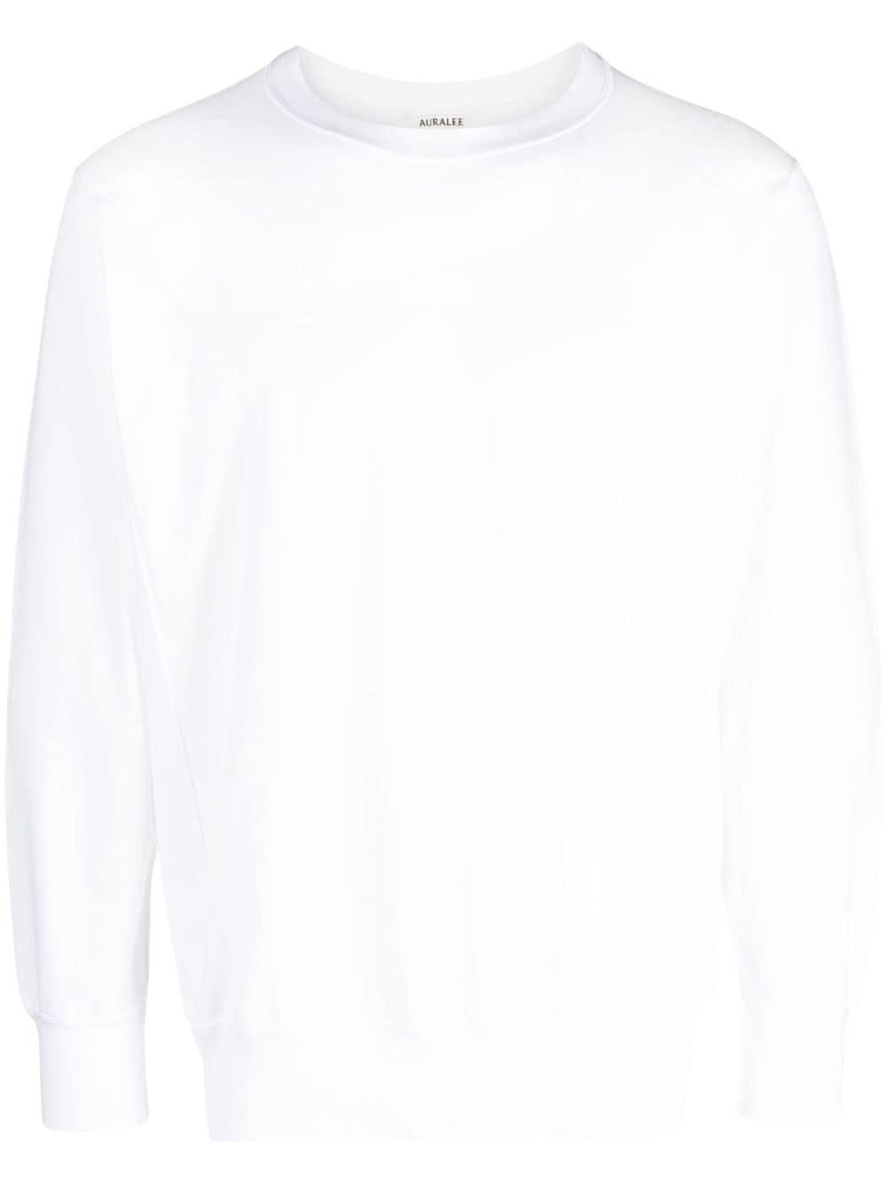 Shop Auralee Long-sleeve Cotton Sweatshirt In White