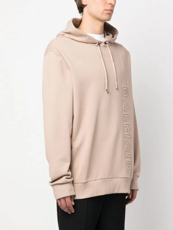 Balmain logo-embossed Cotton Hoodie | Neutrals | FARFETCH GE