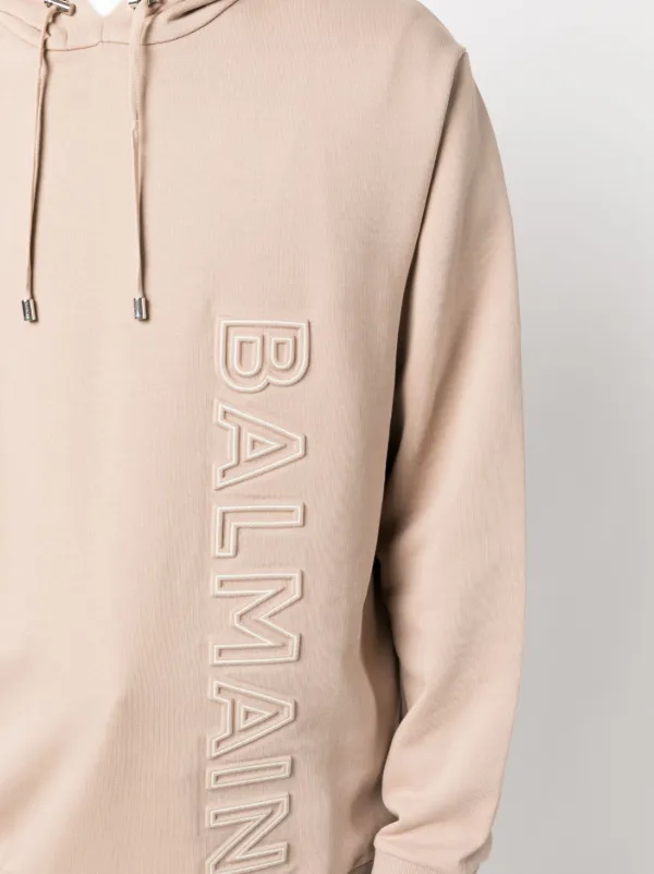 Balmain logo-embossed Cotton Hoodie | Neutrals | FARFETCH GE