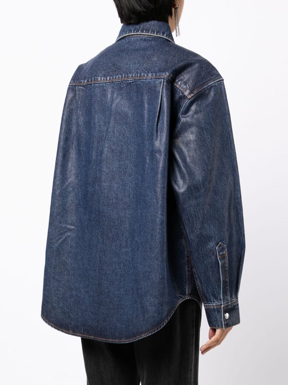 Shop Alexander Wang Coated Denim Jacket In Blau