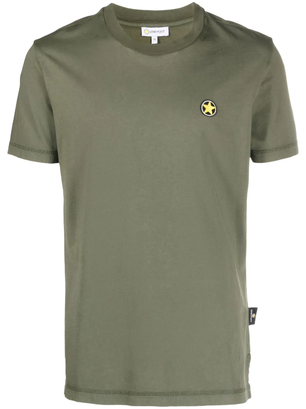Star Point logo-patch cotton T-shirt | Green | Image 1
