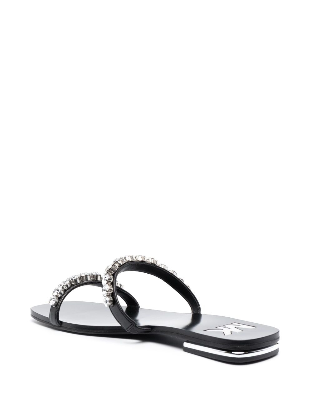 Shop Michael Michael Kors Jessa Crystal-embellished Flat Sandals In Black