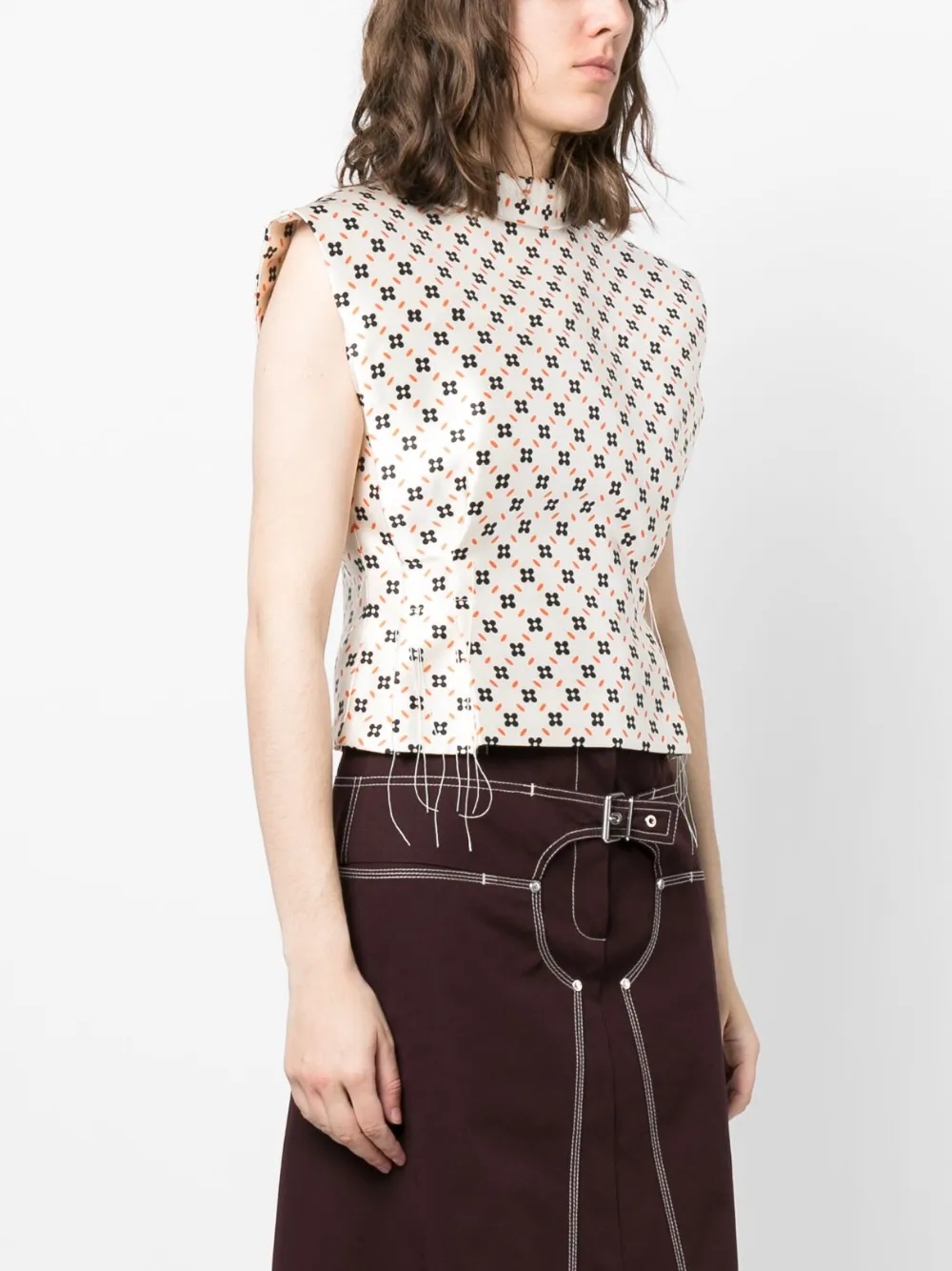  Lanvin Floral-print Sleeveless Blouse - Neutrals 