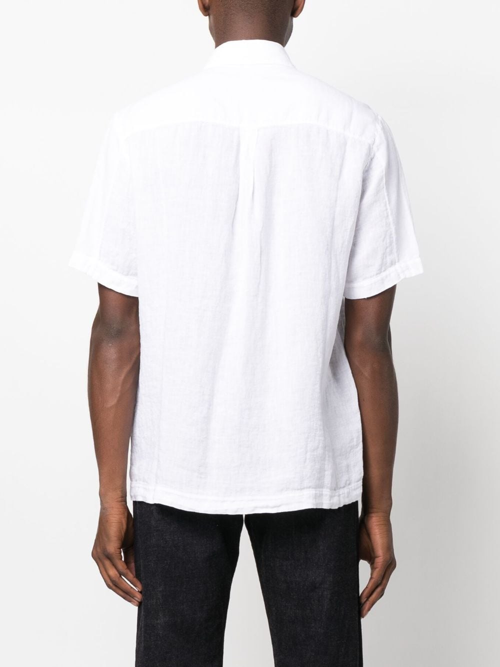 Shop Transit Short-sleeve Linen-cotton Shirt In Weiss