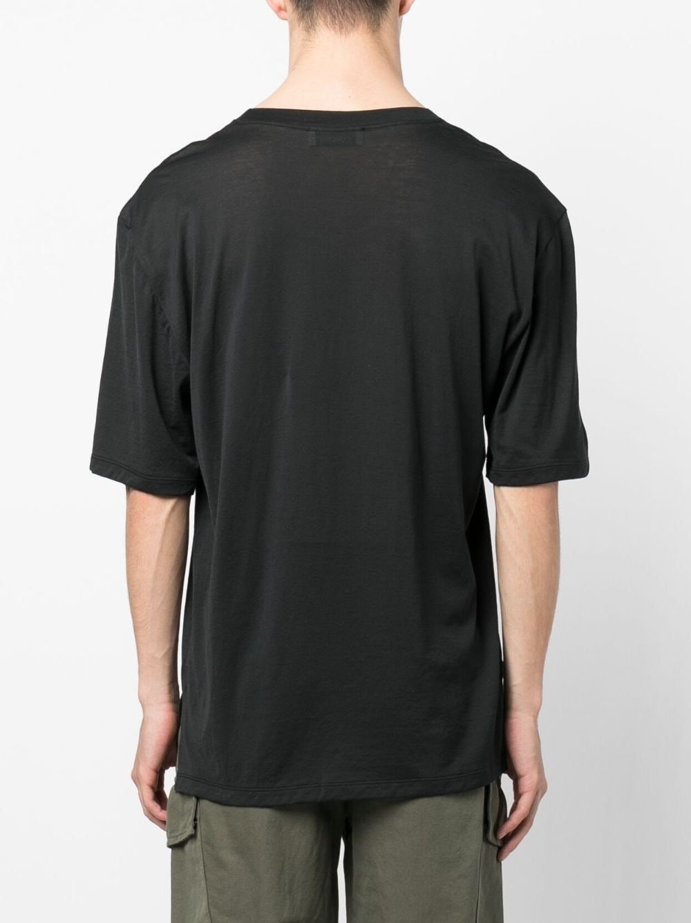 Shop Laneus Plain Crew-neck T-shirt In Black