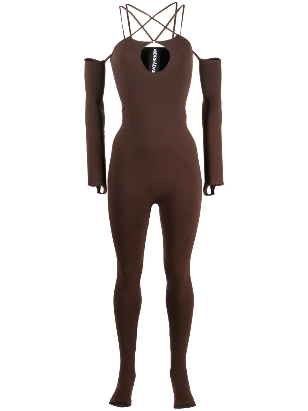 Andreädamo Brown Keyhole Jumpsuit In Braun